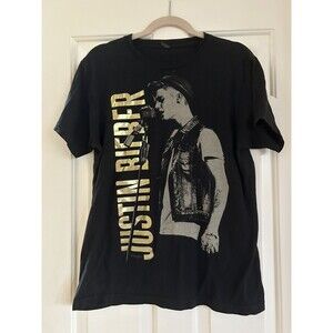 Justin Bieber Believe Tour 2013 Concert Black T Shirt Size M